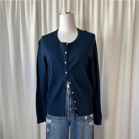 WHBM blue button-up cardigan size Large. - Picture 2 of 8